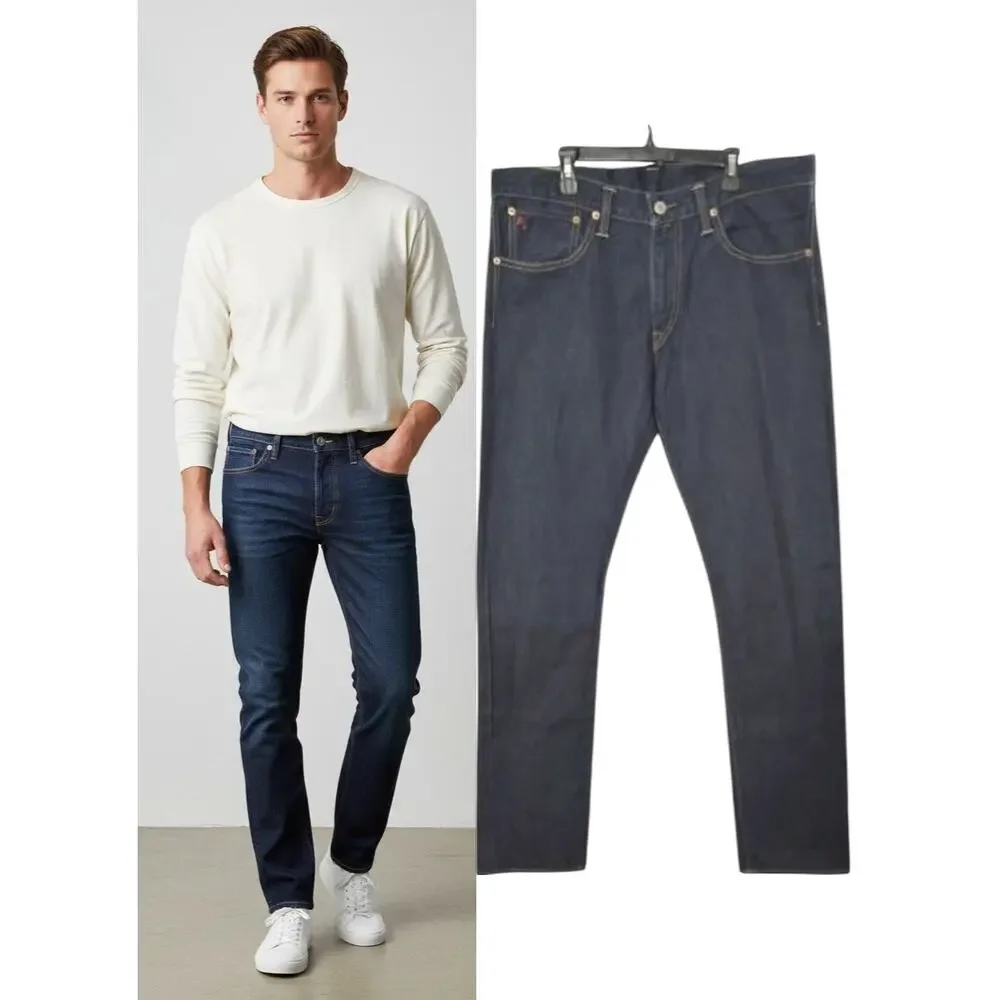 Polo Ralph Lauren Varick Slim Straight Jeans 34x34 Riverside Wash Blue Denim